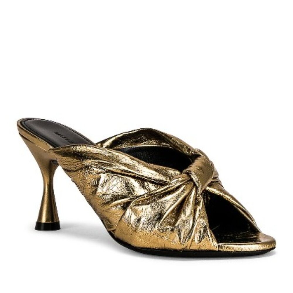 EUC Balenciaga Gold Drapy Mule Sandal Heel w box and dustbags EU39 size 8 -8.5